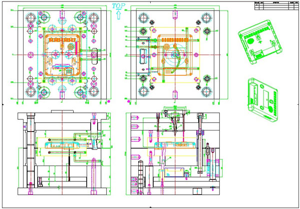 三板模模具2D组立图设计组装图